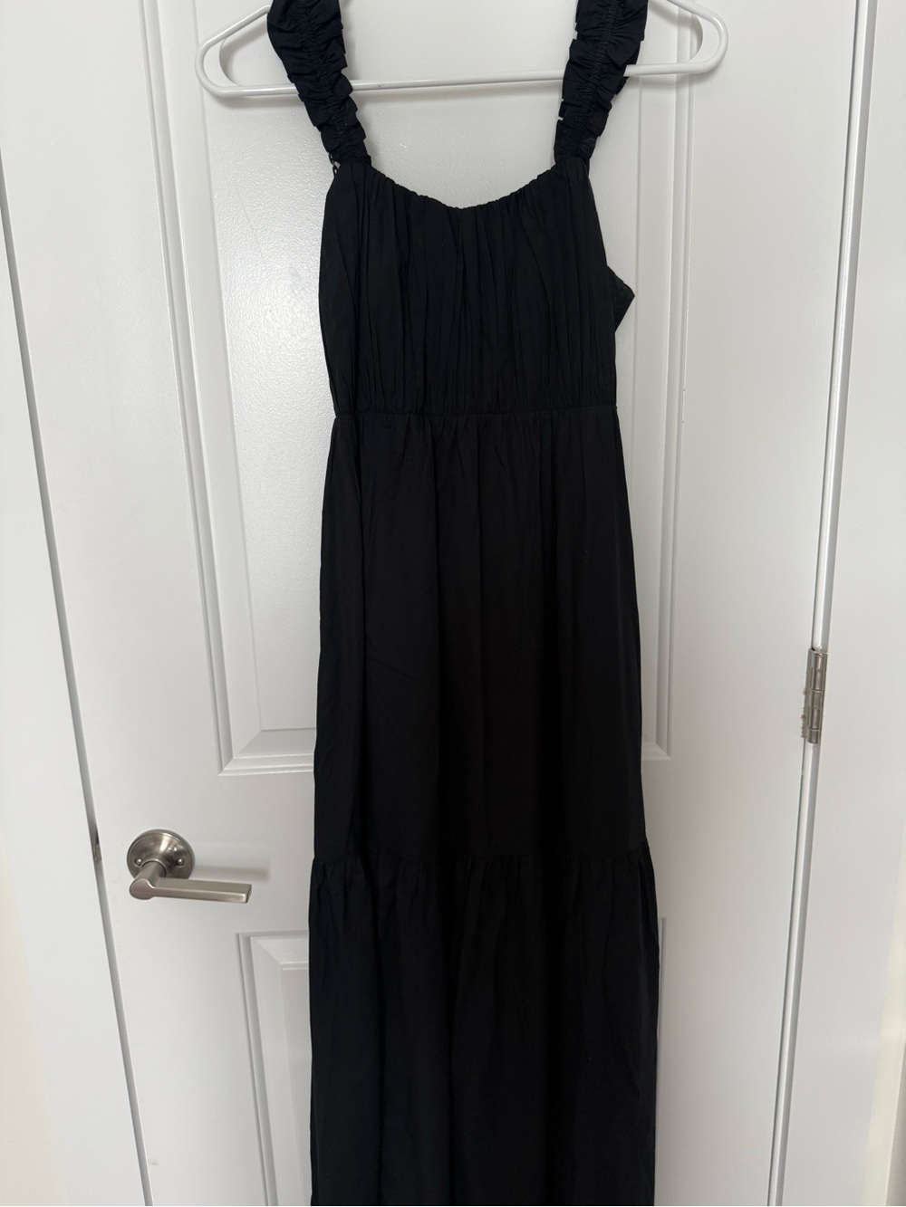 Abercrombie & Fitch Black Ruched-Strap Maxi Dress